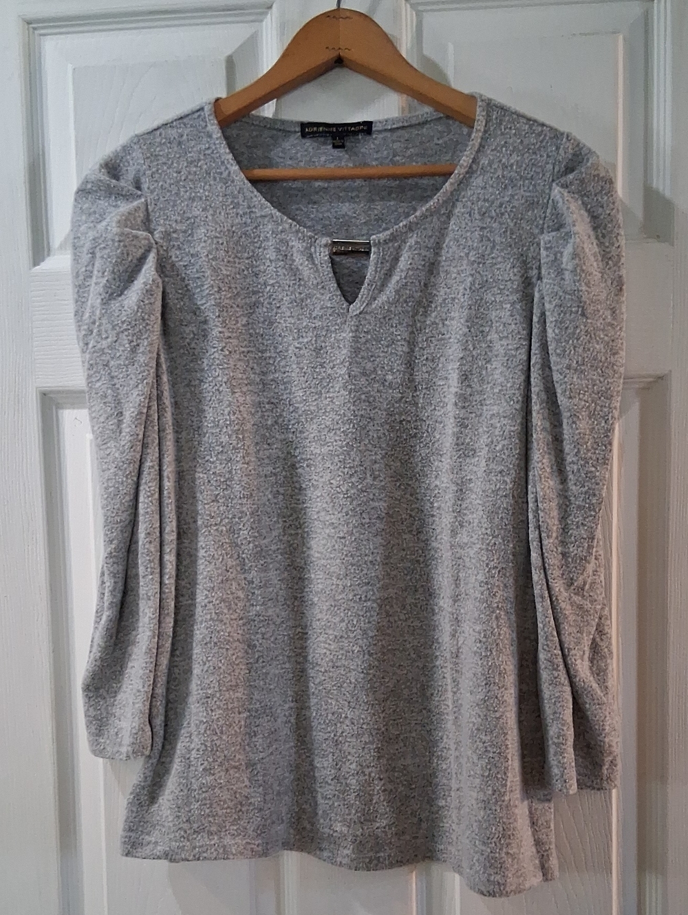 Soft Puff-Sleeve Soft Knit Women's Top - Gray